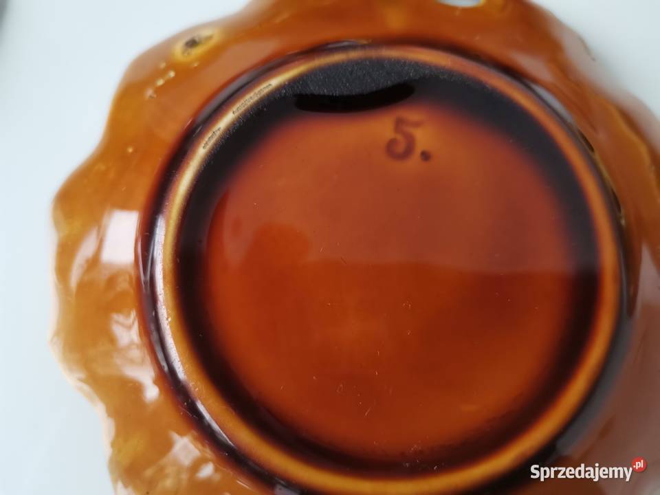 Stara patera talerze Liść ceramika design PRL Porcelana i szkło śląskie Katowice