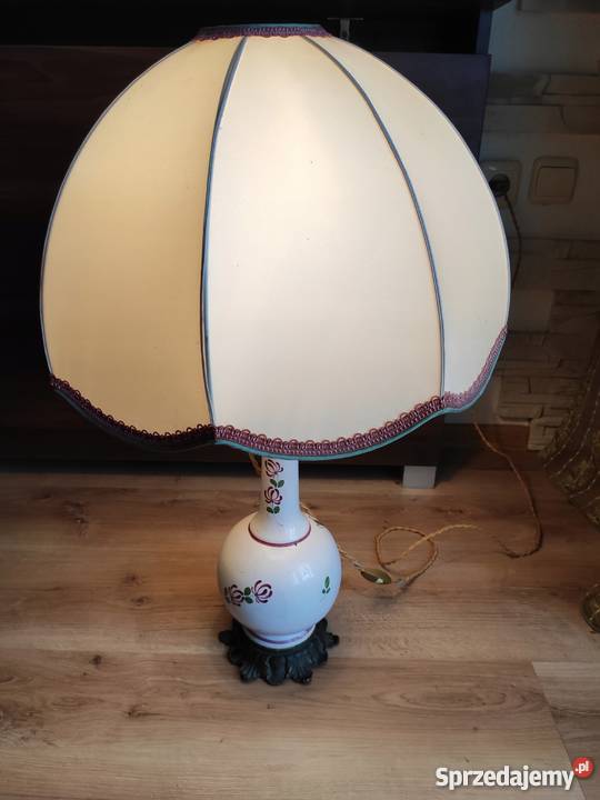 Stylowa lampa stojąca porcelana mosiądz Budzyń