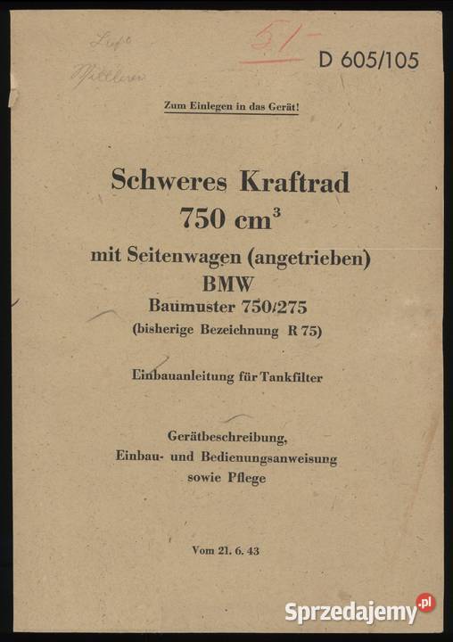 BMW R75 Instrukcja obsługi Katalog części sprzedam