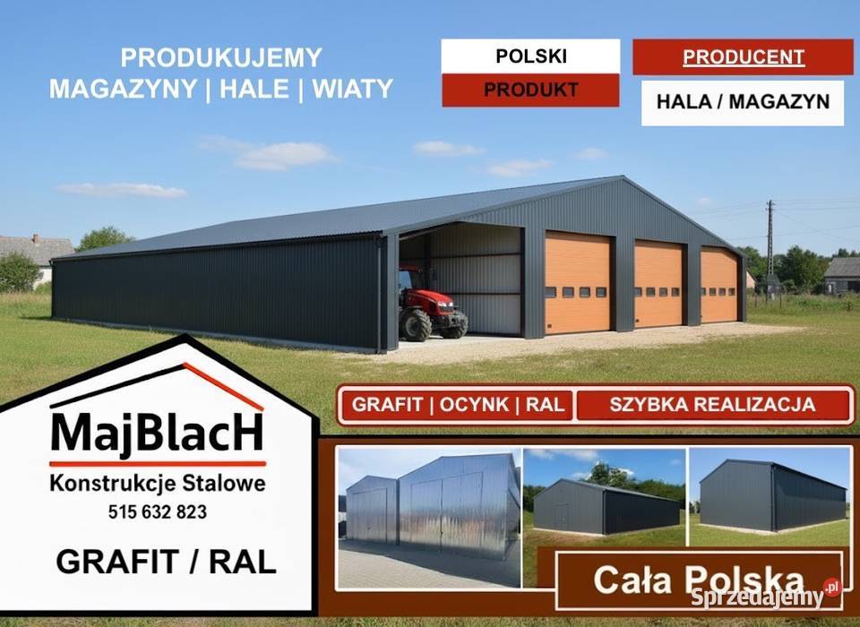 Kolor Złoty DąbGaraż BlaszanyTANIE GARAŻE Montaż 30m2 Poznań