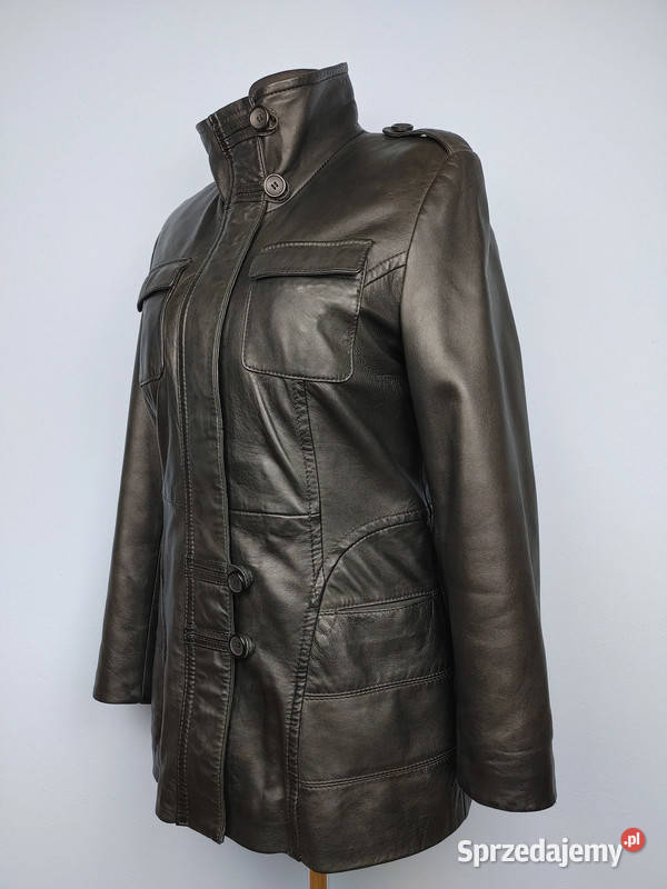 Czarna kurtka damska skóra naturalna kieszeniami Złoczew sprzedam