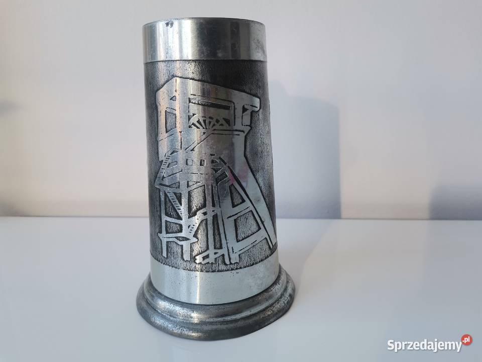 Stary cynowy kufel górniczy Śląsk KWK Katowice