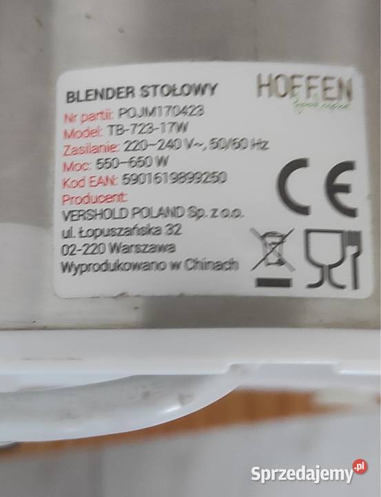 Blender stołowy Hoffen TB72317W sprzedam