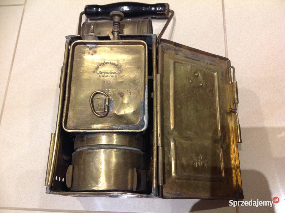 Stara Lampa Mosiężna Karbidowa Sygnowana Nowa Sól