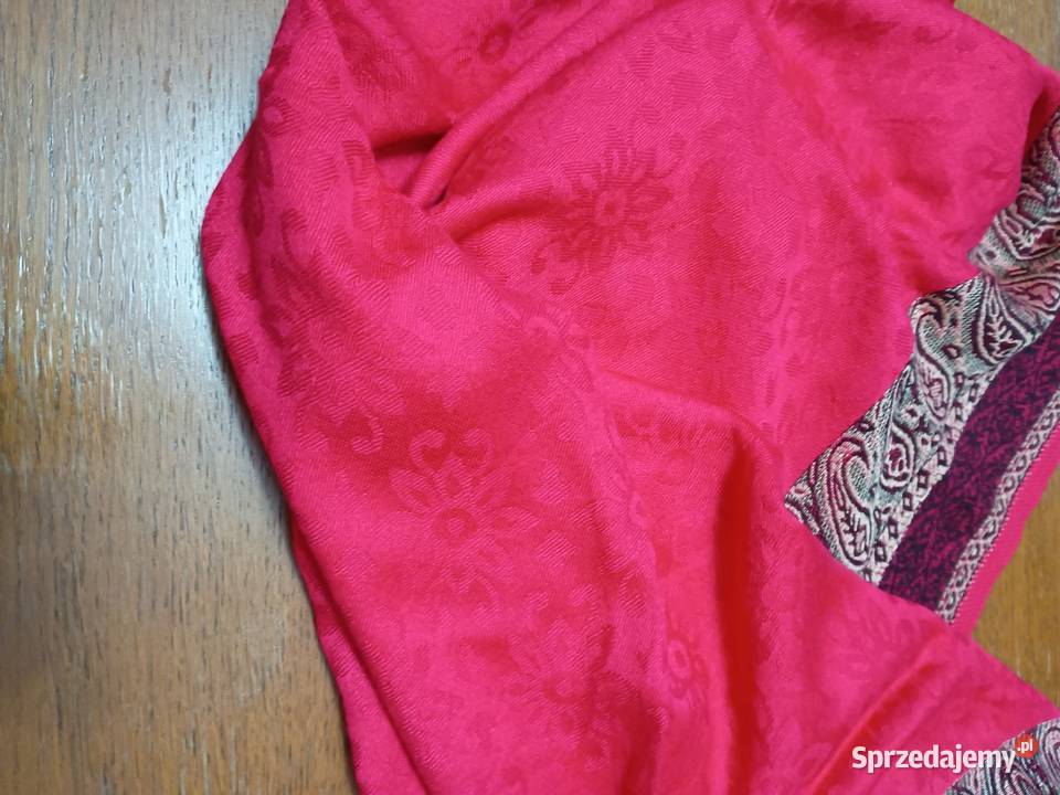 WySzal karminowy204x71 kaszmir i jedwab Dla kobiet pomorskie Tczew sprzedam