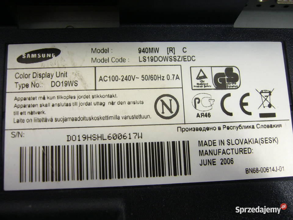 Monitor komputerowy 19 Samsung SyncMaster 940MW Warszawa