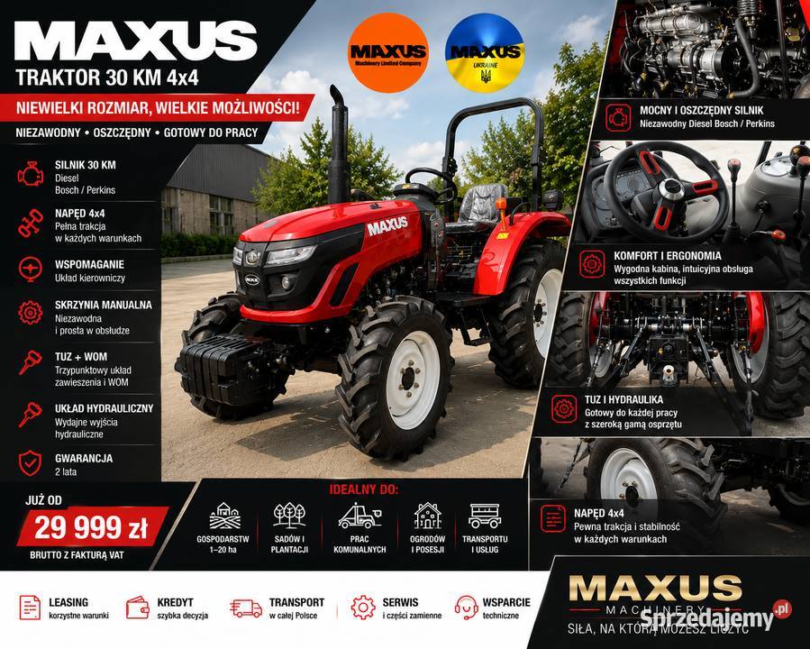 MAXUS 30 4x4 Nowy ciągnik rolniczy z kabiną sprzedam
