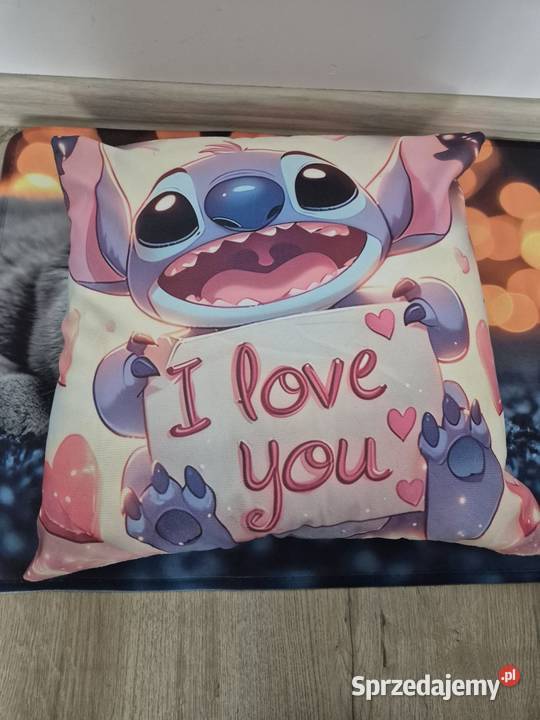 Nowy komplet poduszka z poszewką Stitch I love Poduszki Wrocław