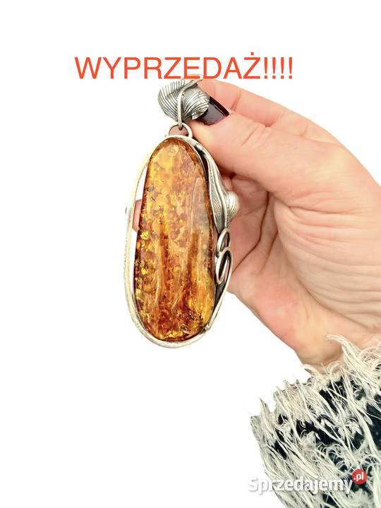 Wisior srebro 925 bursztyn bałtycki rękodzieło Wisiorki Pomlewo