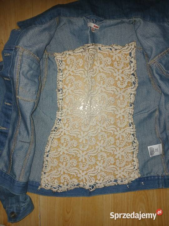 Kurtka jeansowa z koronką M Moda i Styl