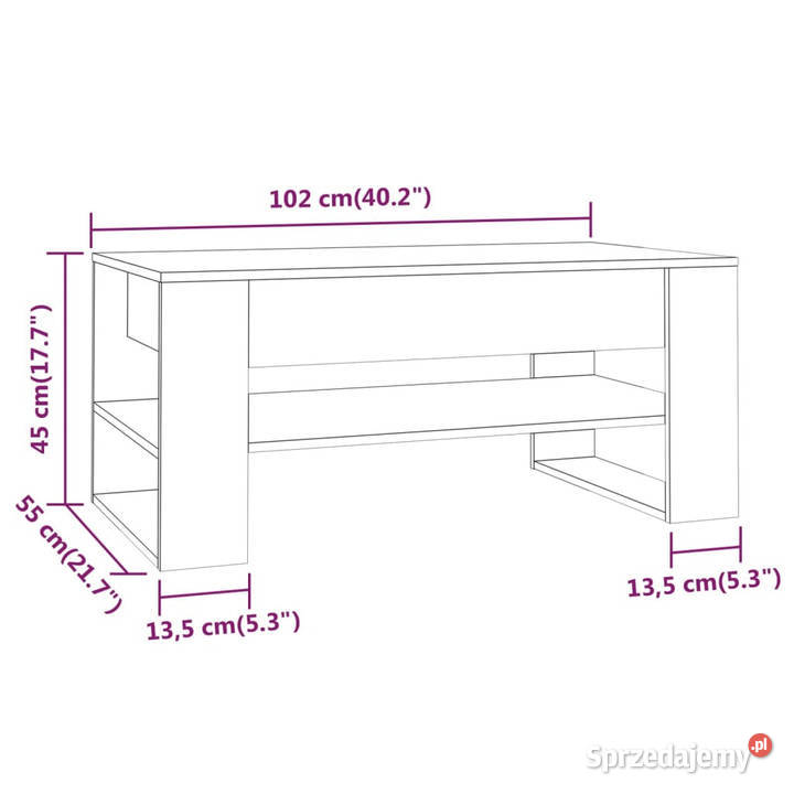 Stolik kawowy biały 102x55x45 materiał Warszawa