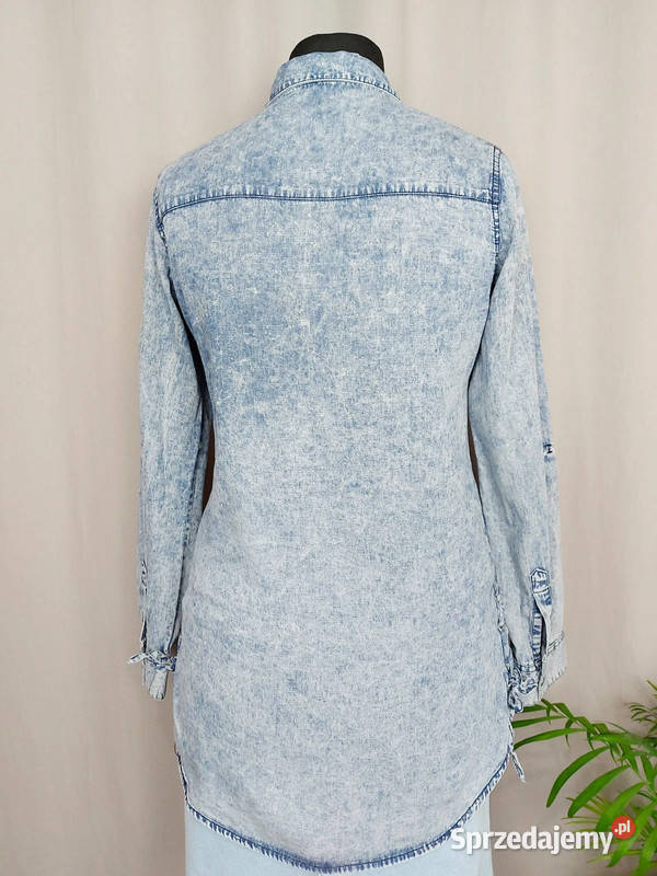 Koszula jeansowa damska z kołnierzykiem kolorowy