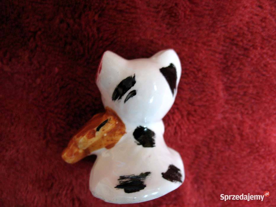 Kot kotek ze skrzypcami porcelana 4 x 4 x 3 Siedlce