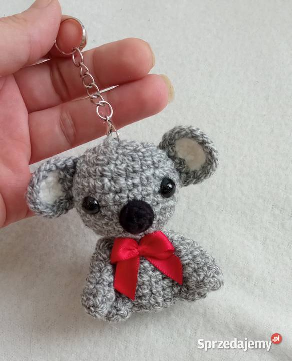 Miś koala wykonany na szydełku brelok zawieszka Łask