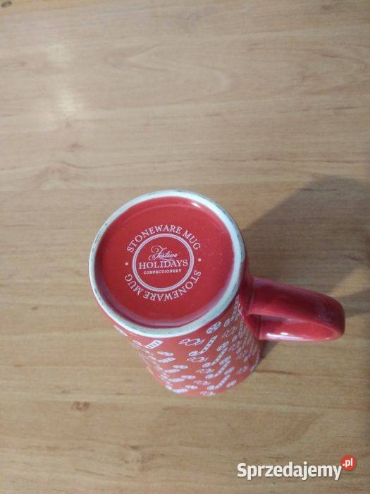 Kubek czerwony w białe słodycze wielokolorowy Grodzisk Mazowiecki
