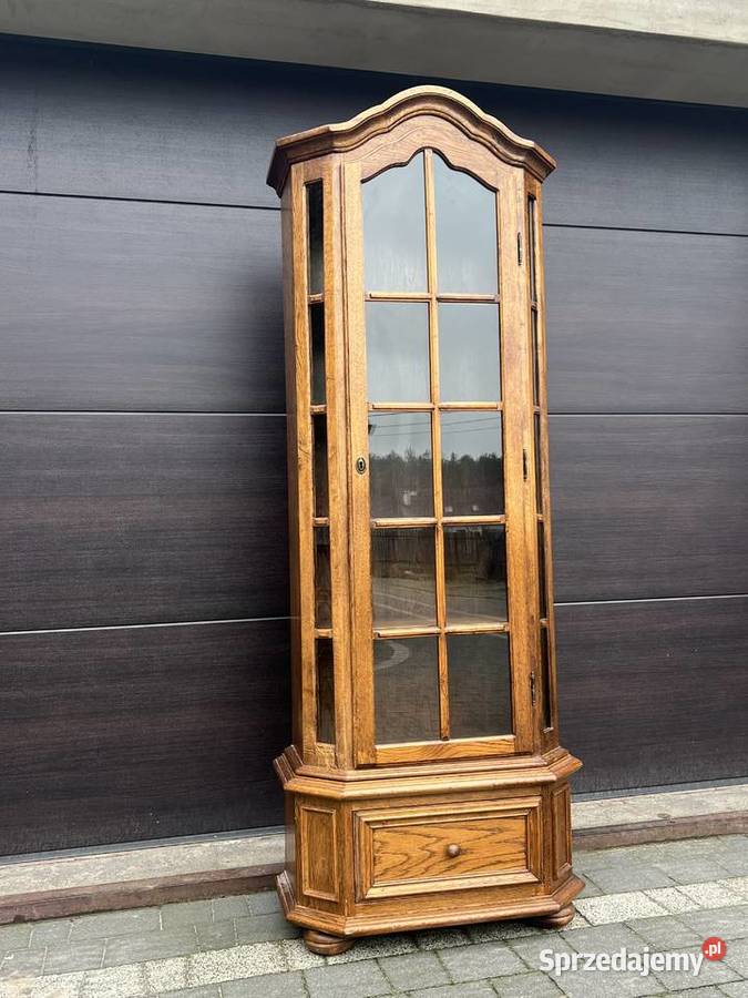 Solidna dębowa witryna zgrabna serwantka Ostrów Mazowiecka