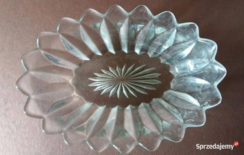 Zabytkowa Owalna Grawerowana Miska Szklanalata Gdańsk