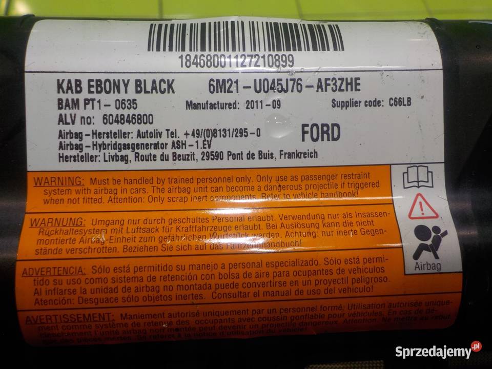 FORD S I MK1 LIFT 11r AIRBAG poduszka kolanowa osobowe mazowieckie Suków