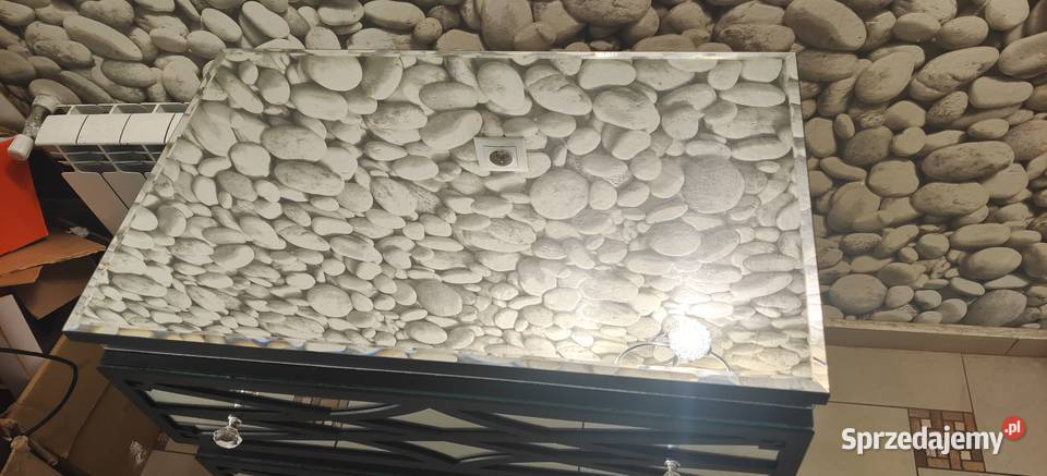 Komoda czarna ornamenty lustra nogi ażur GLAMOUR Nowy Sącz