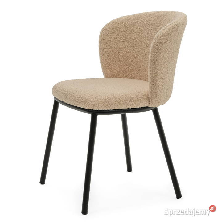 Krzesło Tapicerowane Bari Ciemnobeżowe Boucle Tarchały Małe