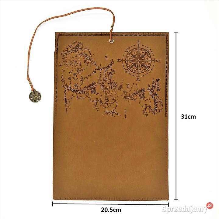 Piórnik szkolny zwijany skórzany mapa skarbów śląskie Zawiercie