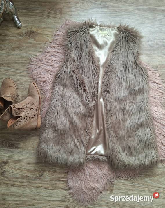 Długie klasyczne futerko na ramoneske 38 brązowy/beżowy małopolskie Kraków