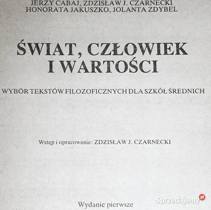 Świat człowiek i wartości J Cabaj Z Czarnecki lubelskie Chełm sprzedam
