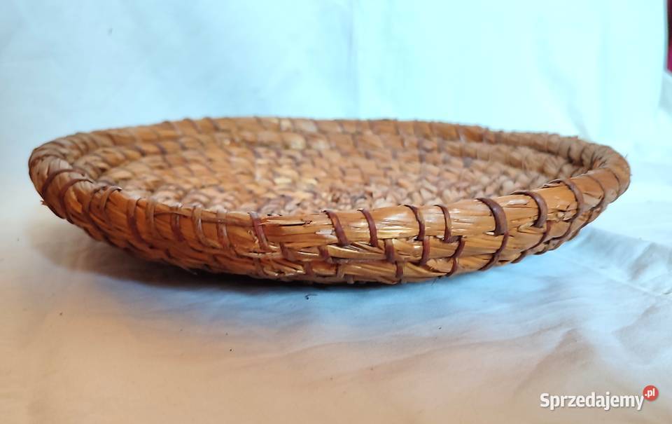 Taca słomiana ręcznie wyplatana vintage boho pomorskie Gdańsk