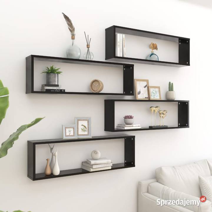 vidaXL Półki ścienne kostki 4 czarne 100x15x30 sprzedam