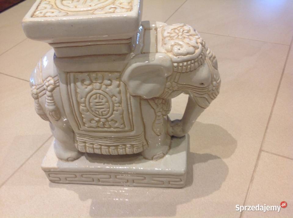 Słoń Ceramiczny Kwietnik Dekoracja Beżowy Dekoracje i ozdoby Nowa Sól sprzedam