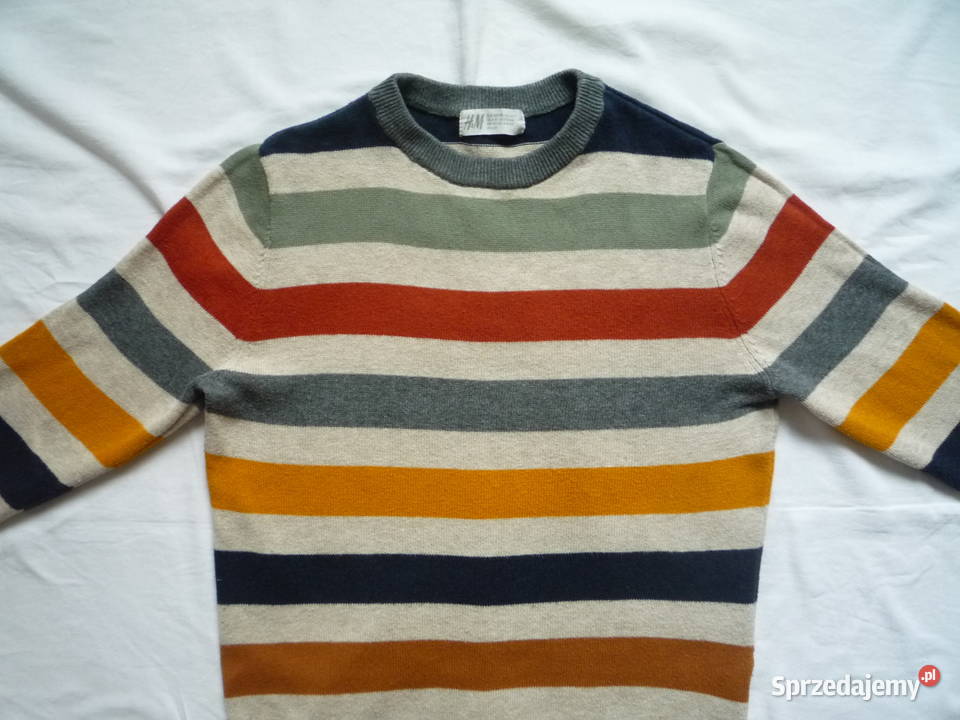HM 122128 Sweter chłopięcy kolorowe pasy Bawełna Swetry zachodniopomorskie