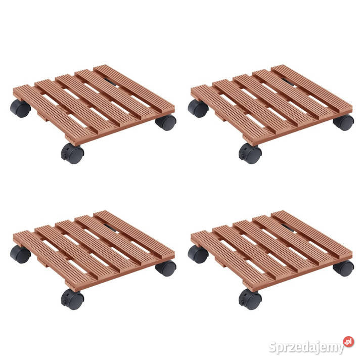 Stojaki na kółkach pod donice 4 brąz 30x30x75