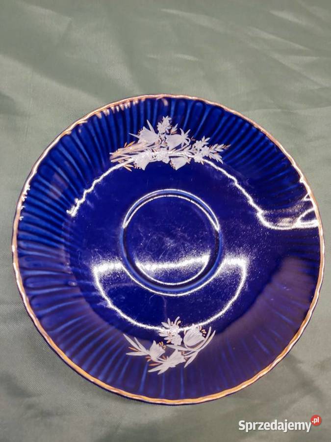 Talerzyk spodek porcelanowy kobaltowy Fena Głuchołazy