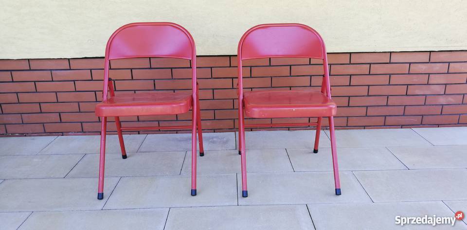 Krzesła metalowe czerwone składane ogrodowe 0cm Sulbiny