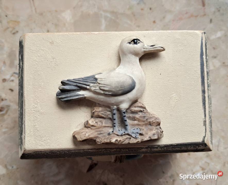 Drewniana szkatułka vintage marynistyczna biały małopolskie Kraków sprzedam