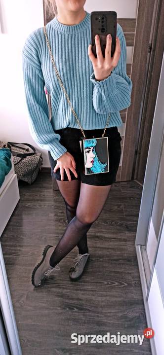 Czarna torebka kopertówka akrylowa Pop Art TANIO