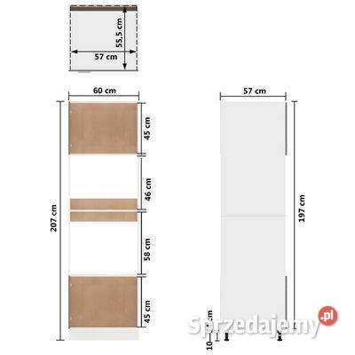 vidaXL Szafka na mikrofalówkę biała 60x57x207