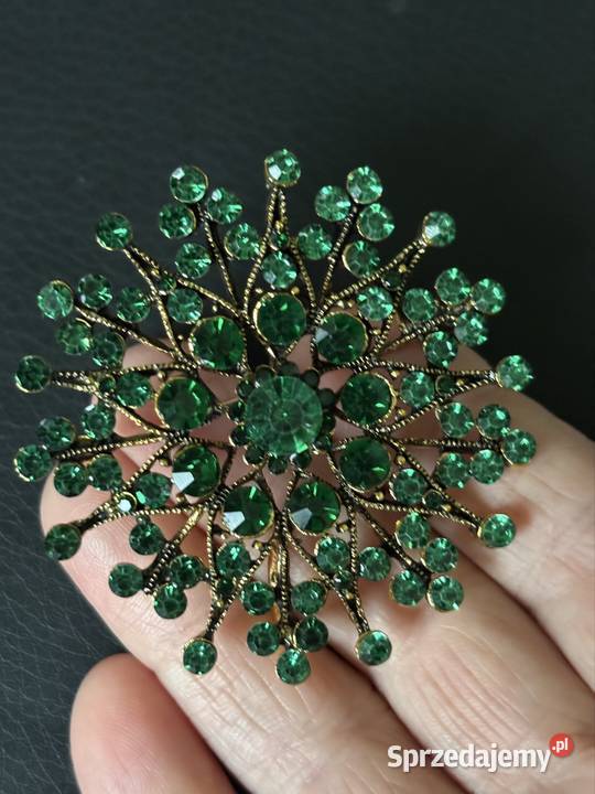 Broszka gwiazda kwiat zielona kryształki ozdoba Broszki Kraków