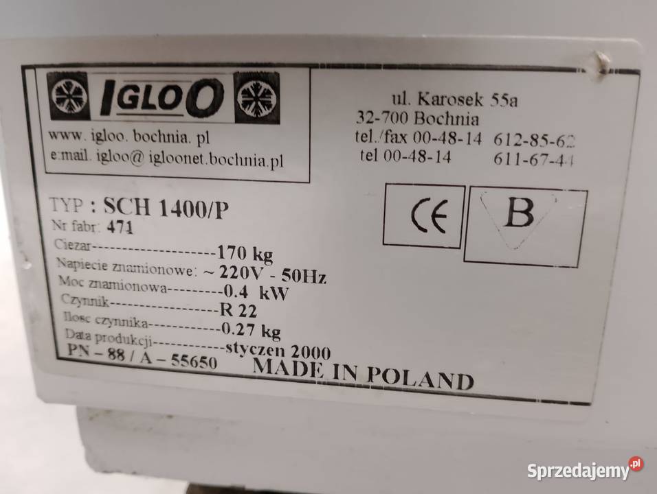 Szafa chłodnicza 2drzwiowa Igloo SCH 1400P dolnośląskie Wrocław