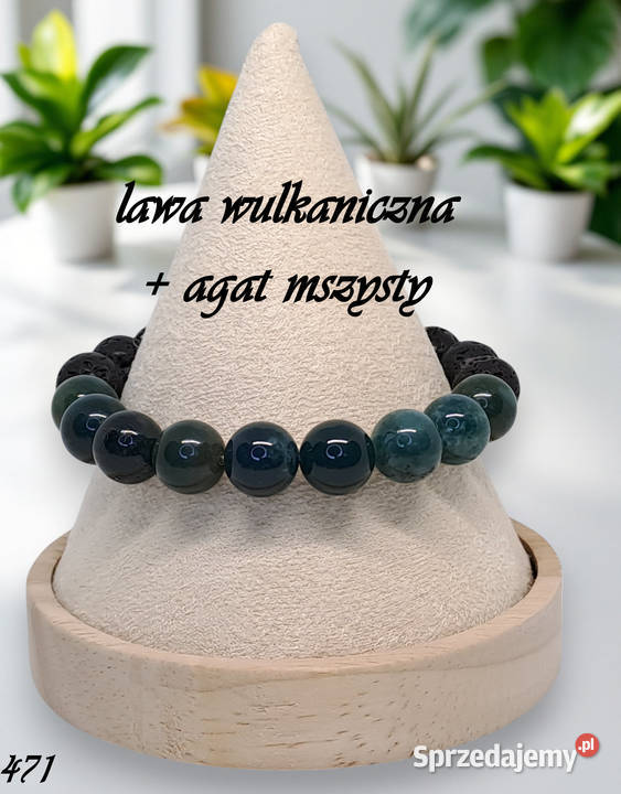 Bransoletka z lawy i agatu LAWA wulkaniczna AGAT Warszawa