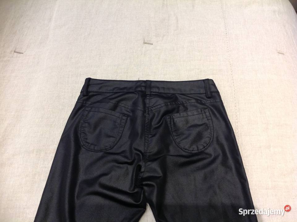 Legginsy czarne damskie ala skórzane XS nowe