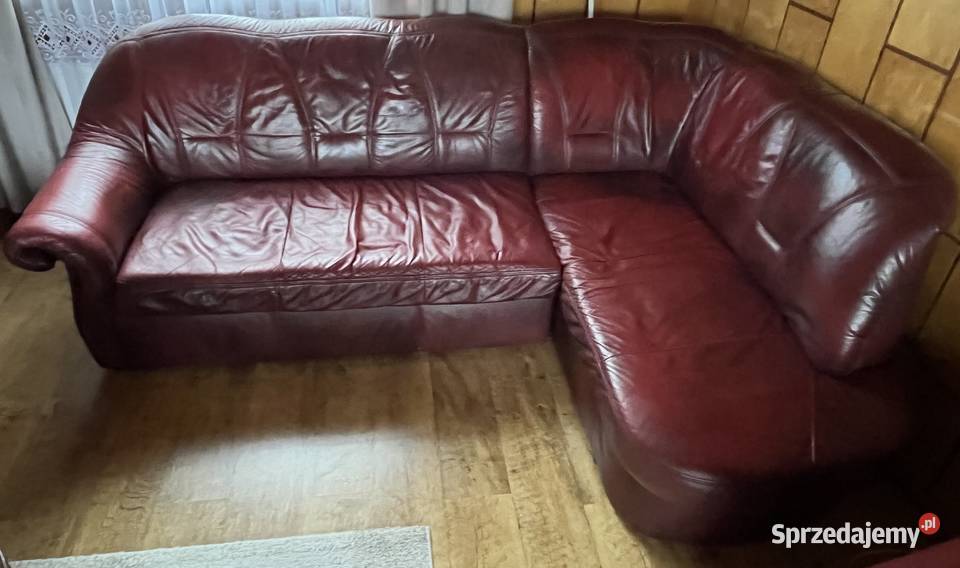Skórzany narożnik z funkcją spania Płock sprzedam