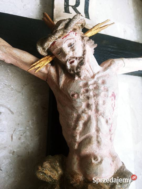 Krucyfiks Jezus na Krzyżu Drewno 18 w Nowa Sól