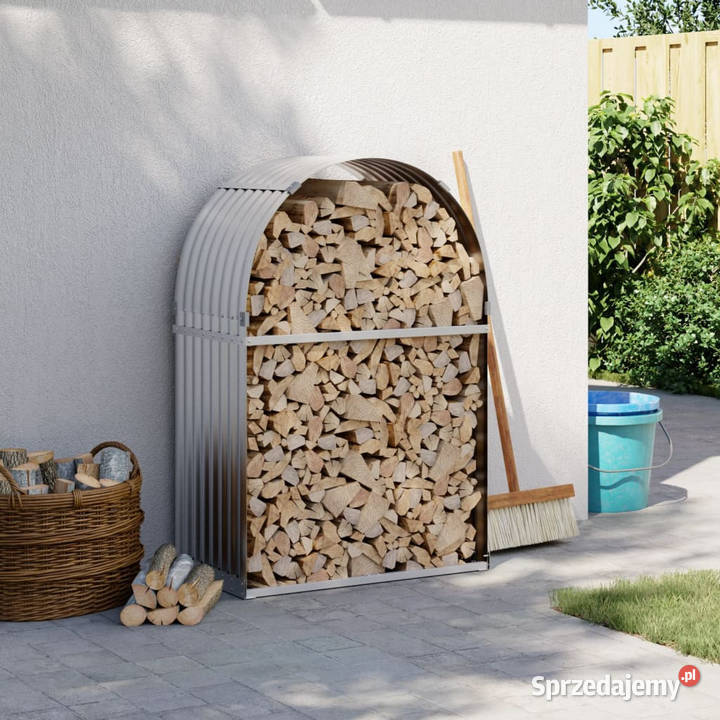 Stojak na drewno srebrny 80x45x120 stal mazowieckie