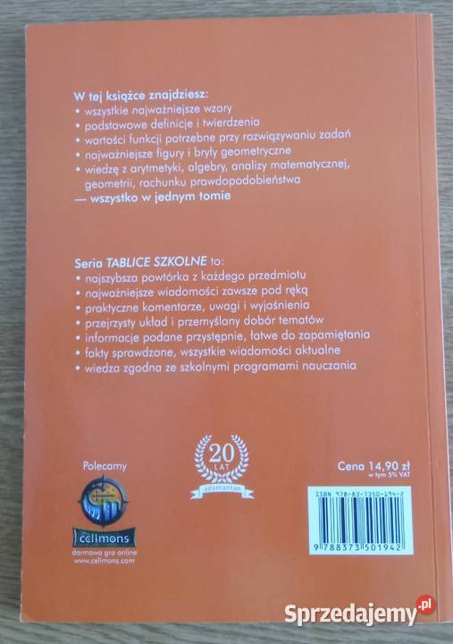 Tablice Szkolne Matematyka Witold Mizerski dolnośląskie Wrocław sprzedam