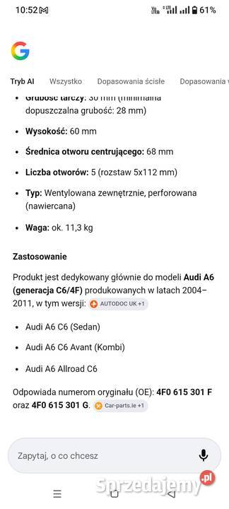 Sprzedam nowe tarcze hamulcowe 2 osobowe Głogów Małopolski