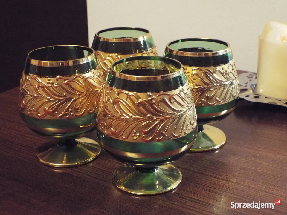 Kieliszki do brandy koniaku z zielonego szkła Będzin