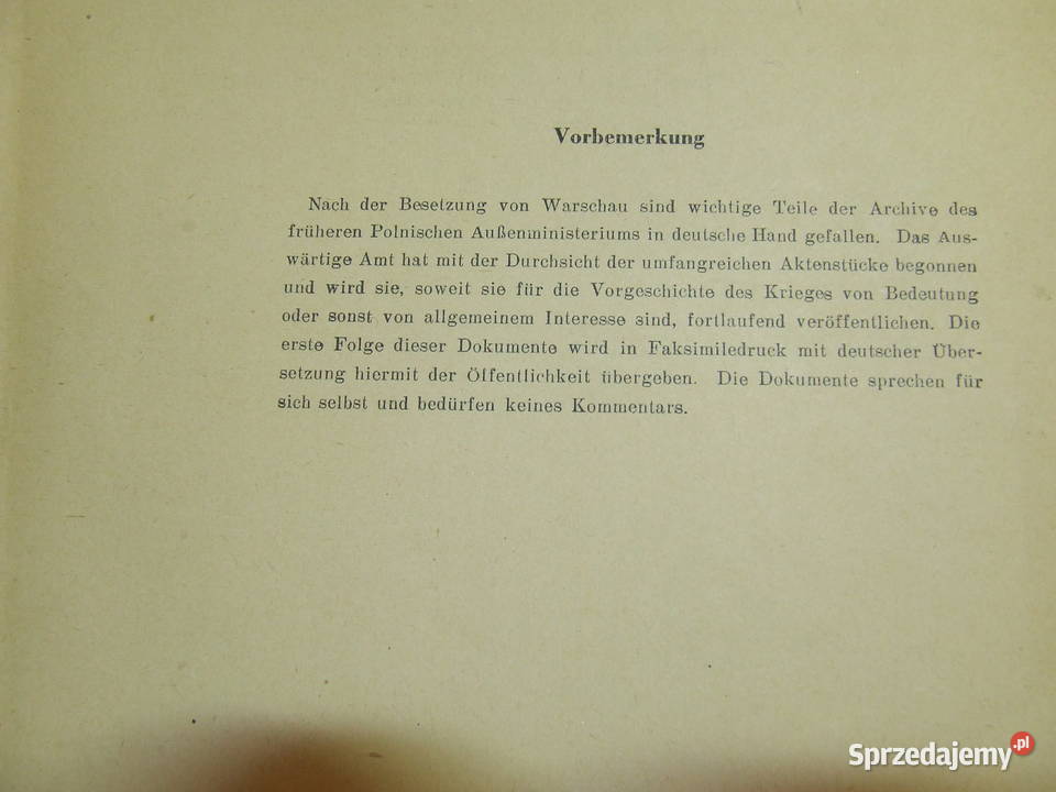 Polnische Dokumente zur Vorgeschichte des sprzedam