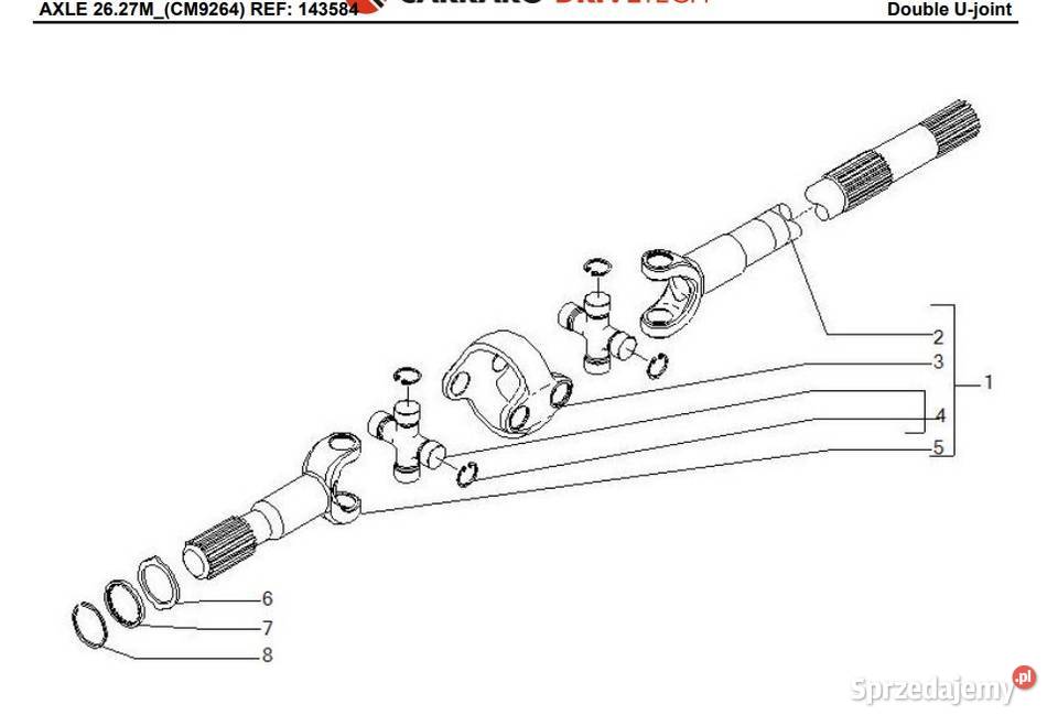 Zwolnica 143584 Carraro 2627M Półoś CAT TH 336 wielkopolskie Wilkowo
