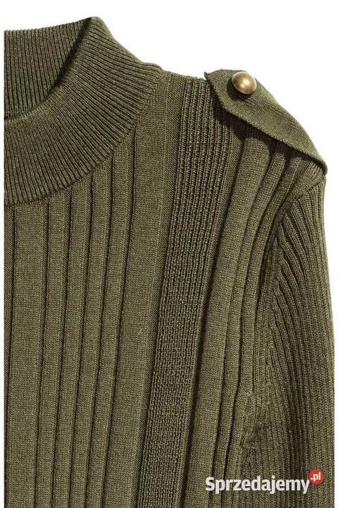 sweter khaki HM xs 34 pagony bluzka kujawsko-pomorskie Inowrocław